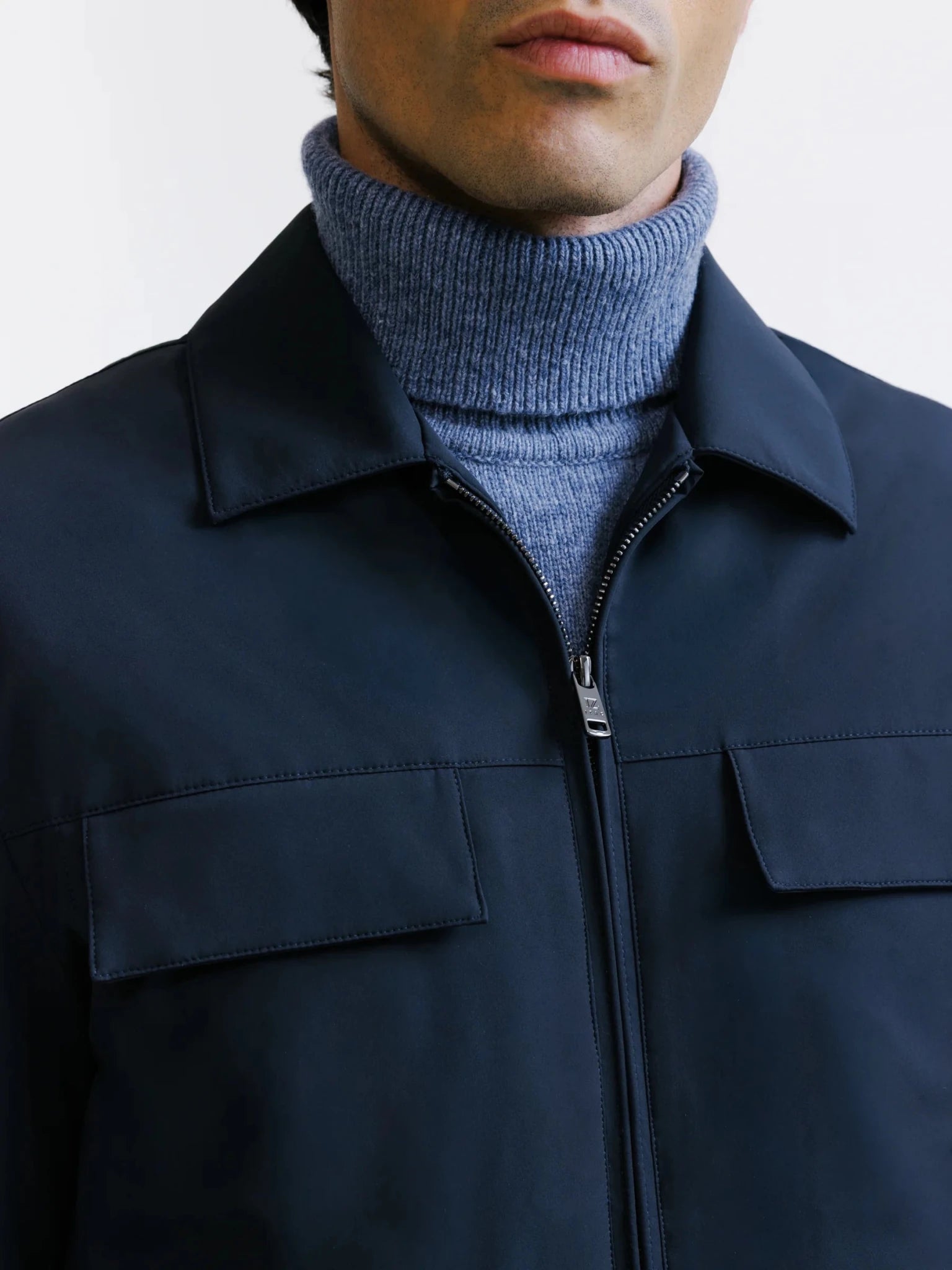 Blouson col chemise marine - IZAC