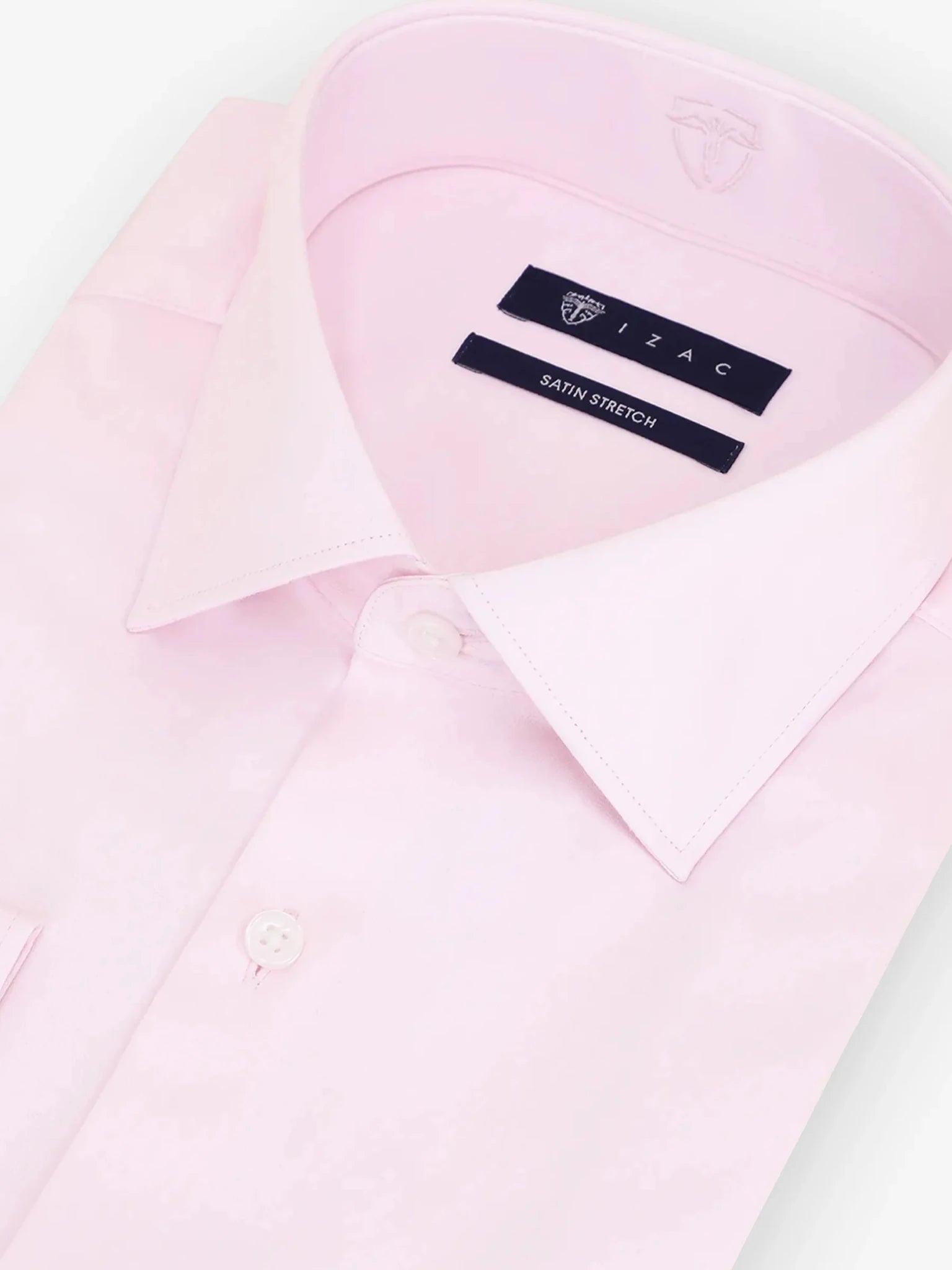 Chemise slim en satin de coton rose clair - IZAC