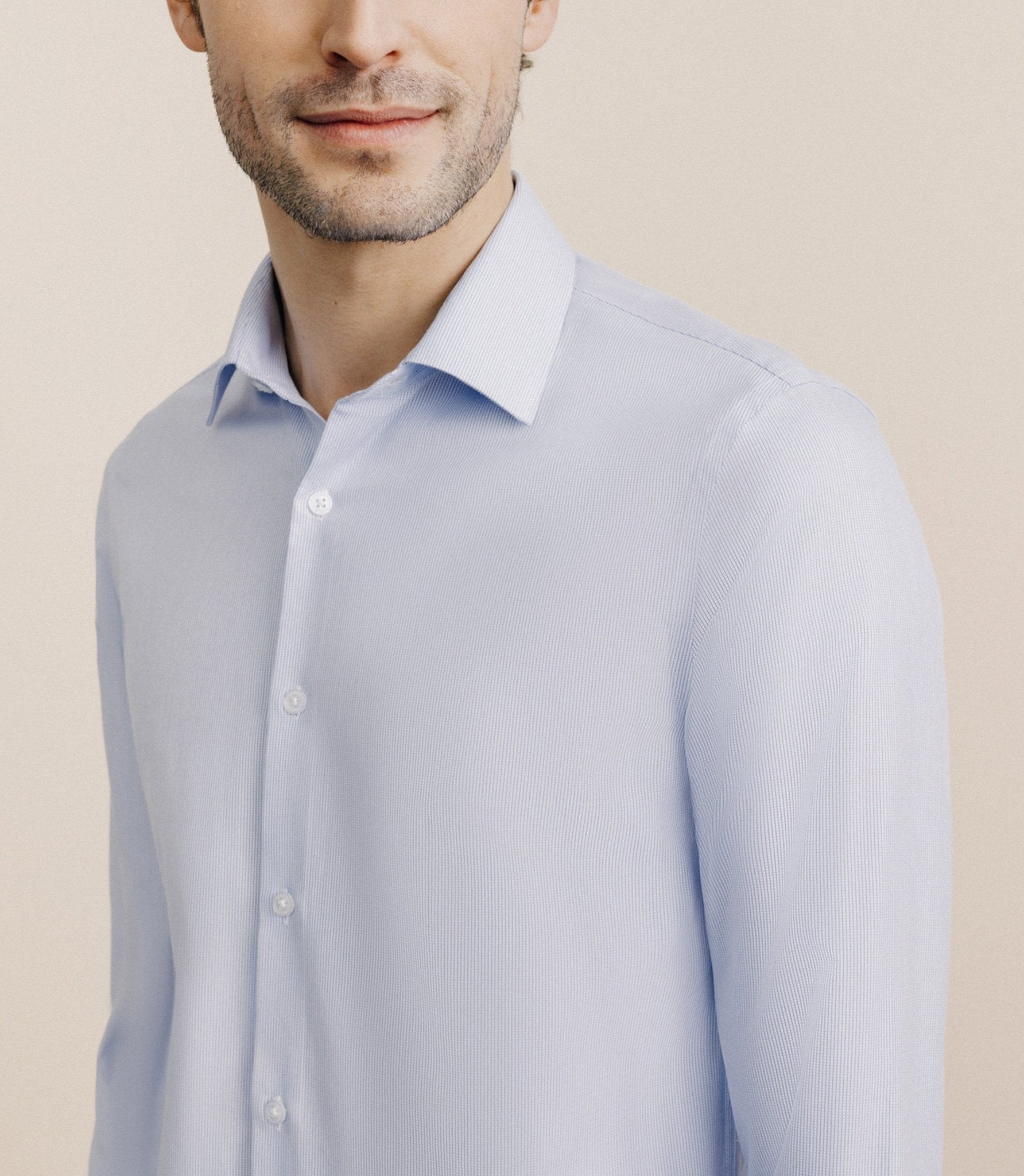 Chemise 100% coton sans repassage bleue - IZAC