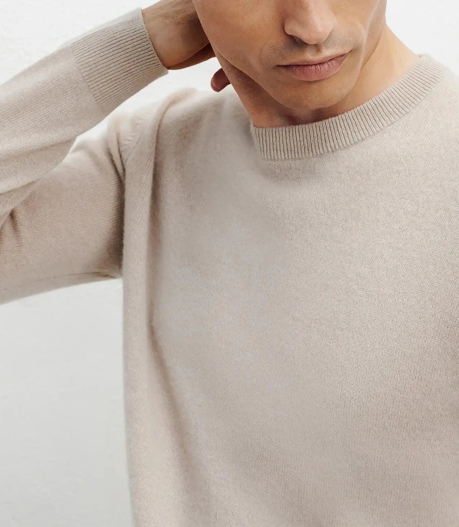 Pull col rond 100% cachemire beige - IZAC