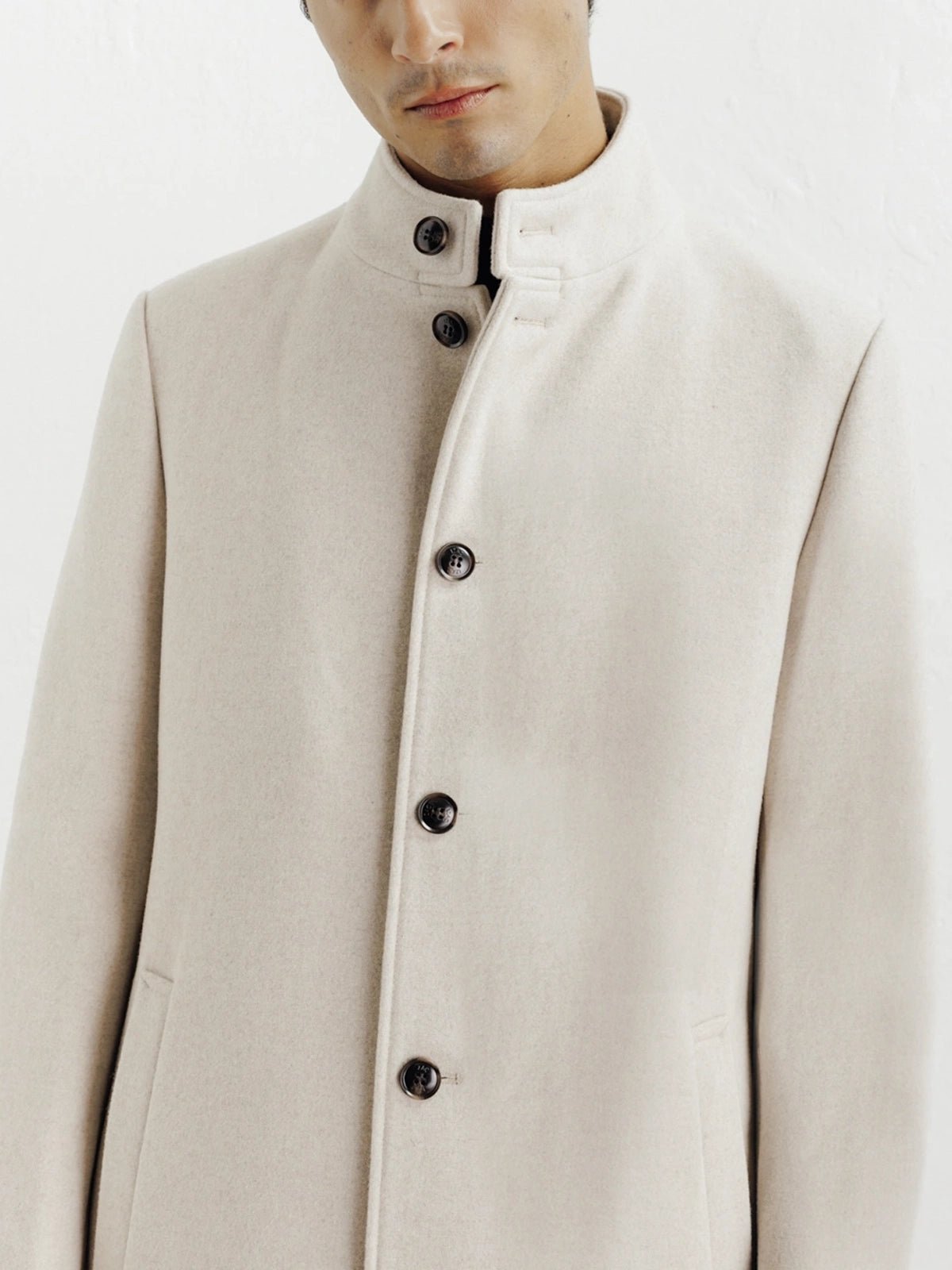 Manteau ville à col mao beige - IZAC