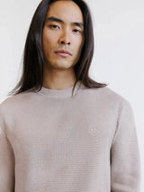 Pull col rond à jeux de points beige - IZAC