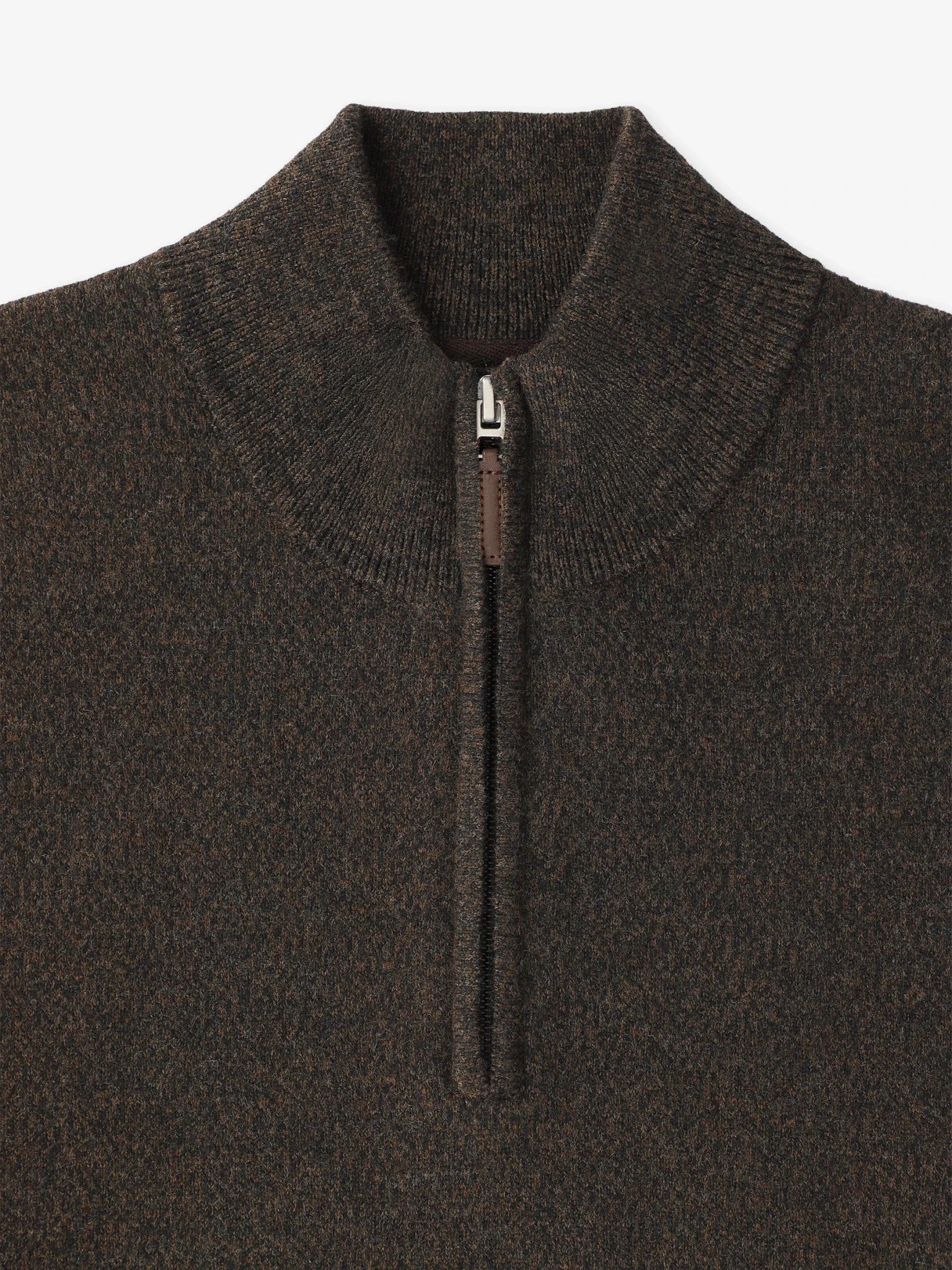 Pull col demi zip mouliné marron - IZAC
