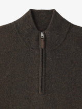 Pull col demi zip mouliné marron - IZAC