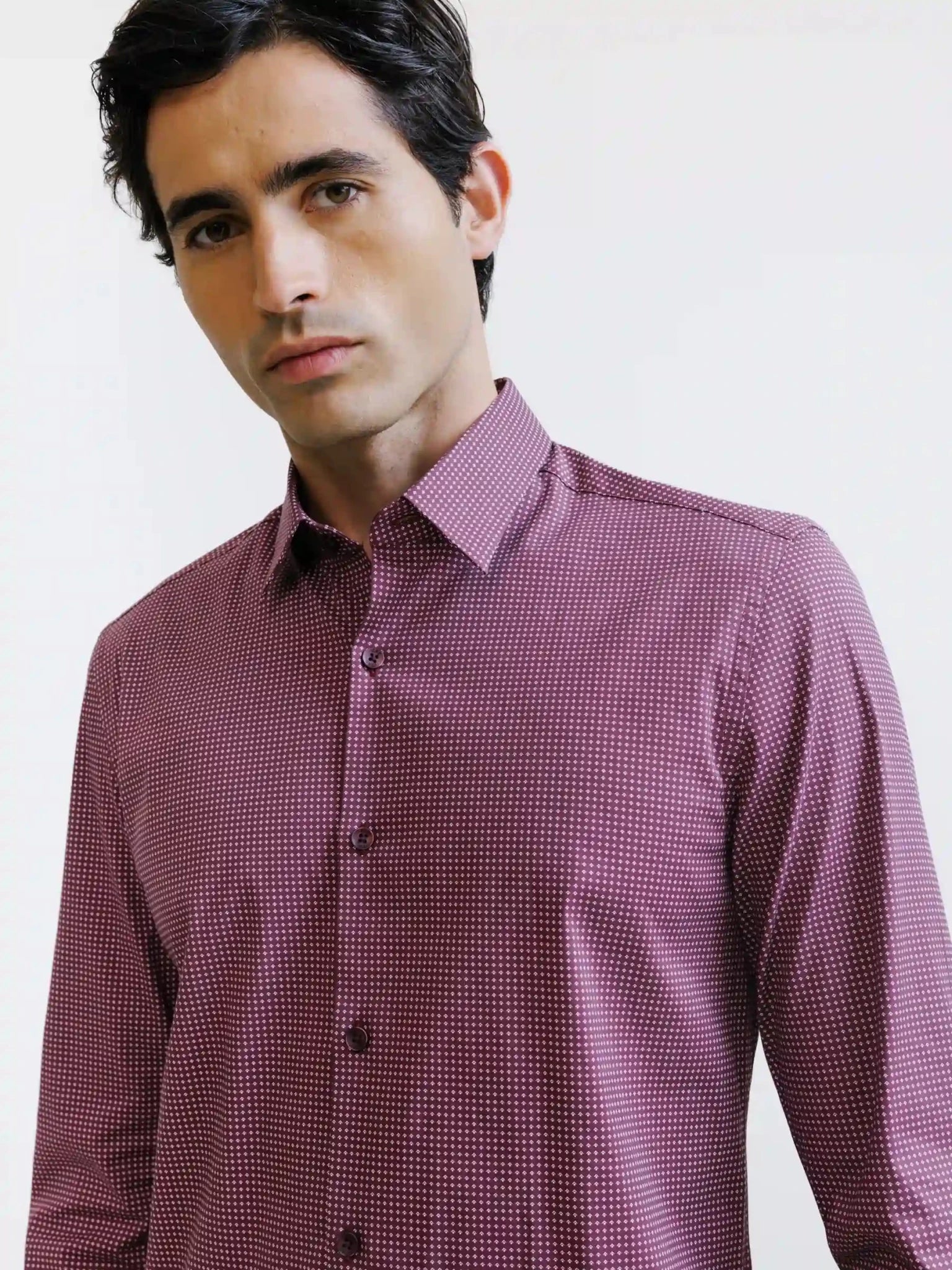 Chemise fantaisie bordeaux - IZAC