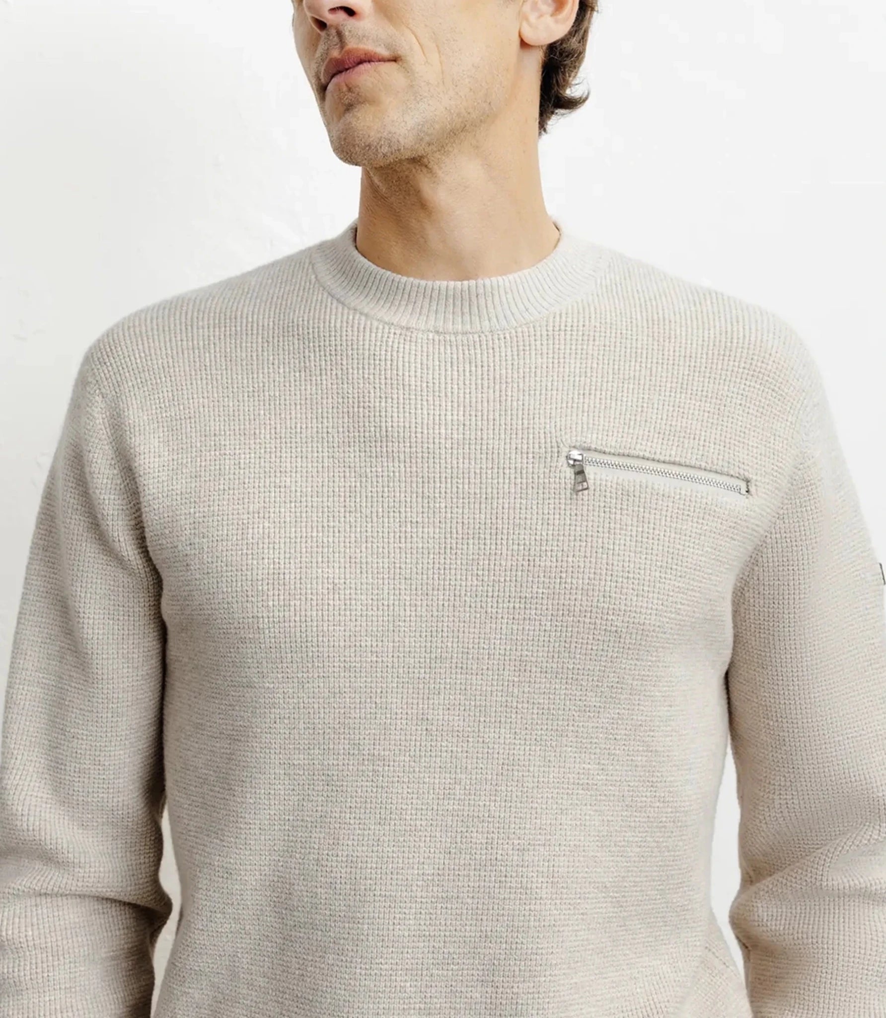 Pull col rond beige - IZAC