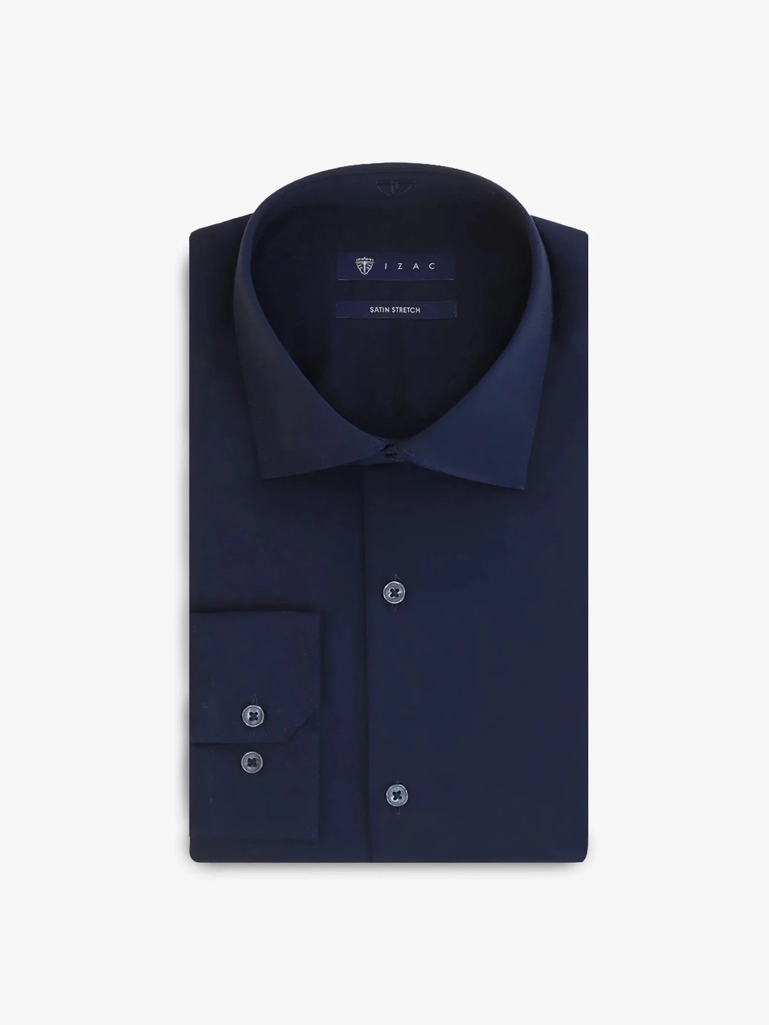 Chemise slim en satin de coton marine - IZAC