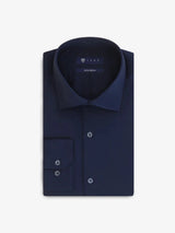 Chemise slim en satin de coton marine - IZAC