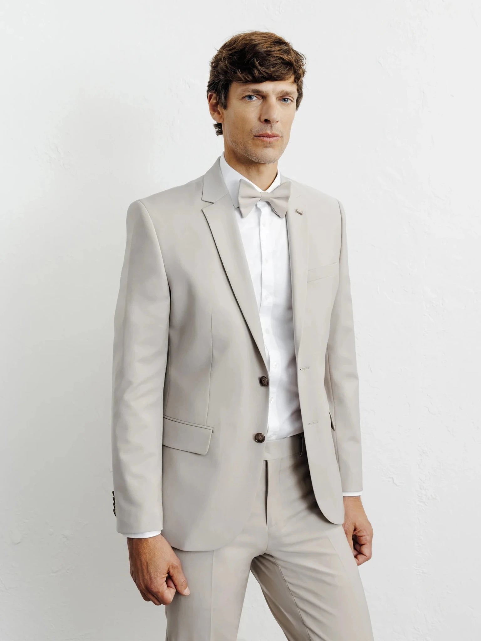 Costume 2 boutons laine majoritaire beige - IZAC