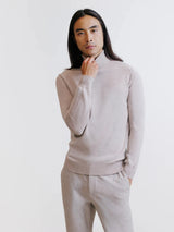 Pull col roulé en laine mérinos beige