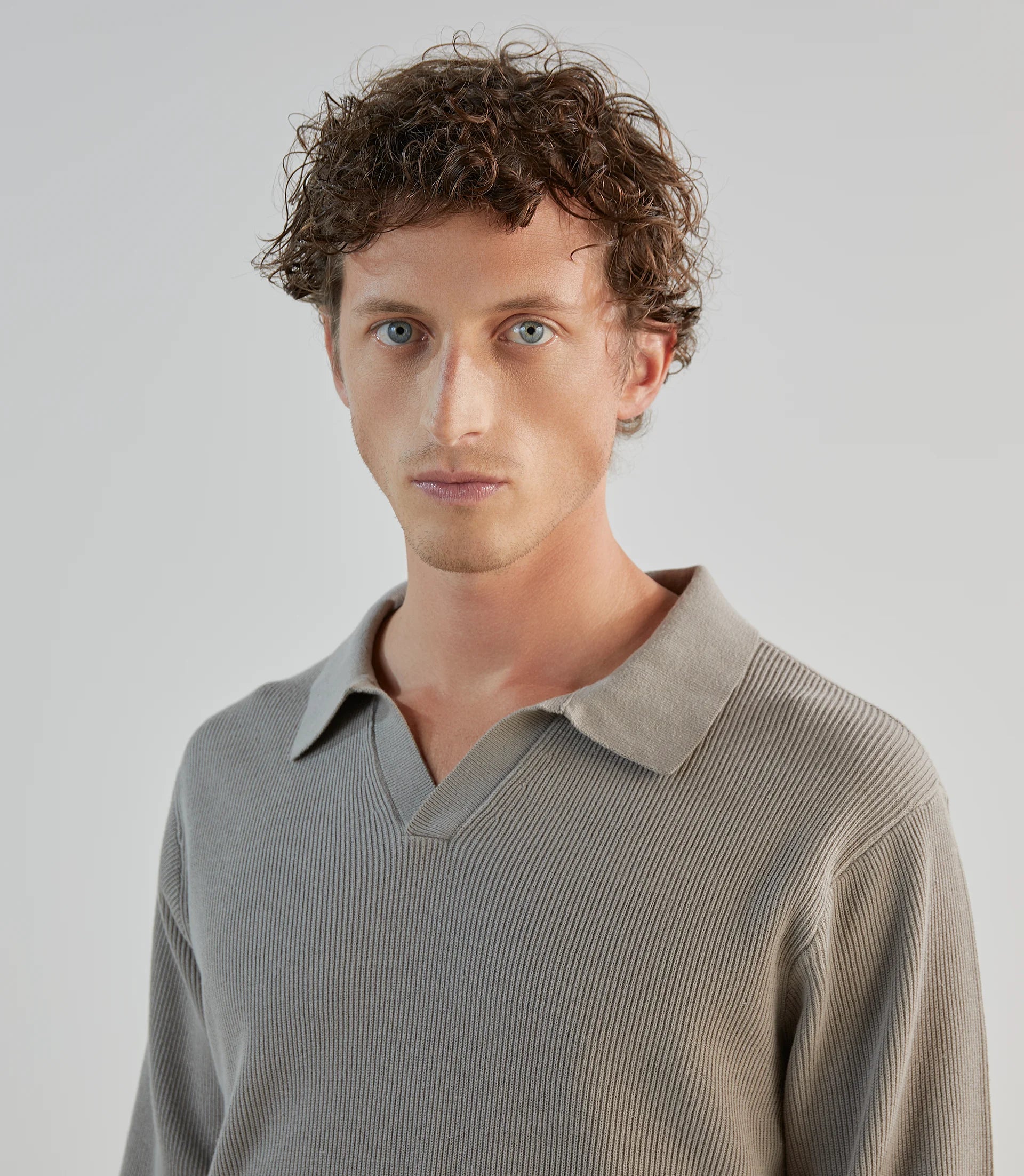 Pull col polo taupe - IZAC
