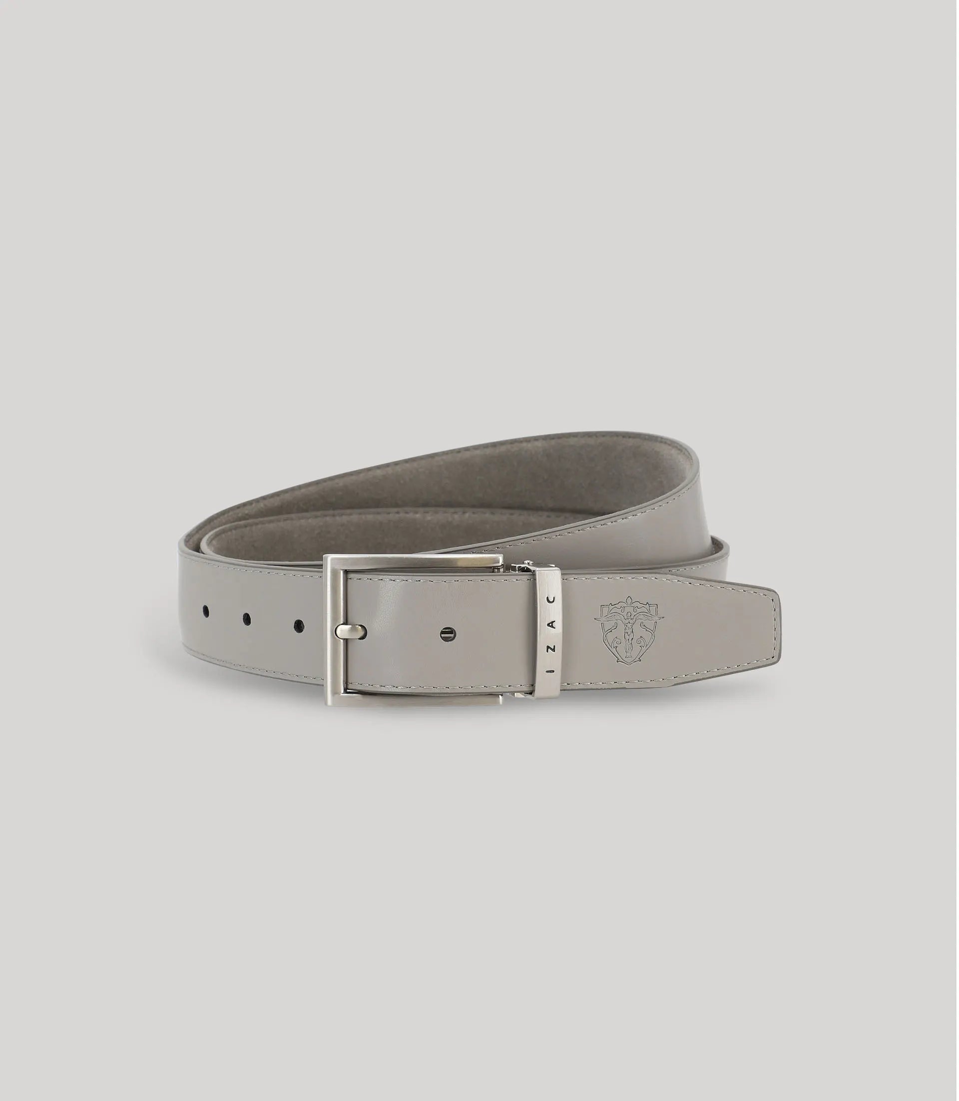 Ceinture réversible en cuir nubuck gris - IZAC