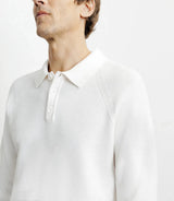 Pull col polo boutonné jeux de points écru - IZAC