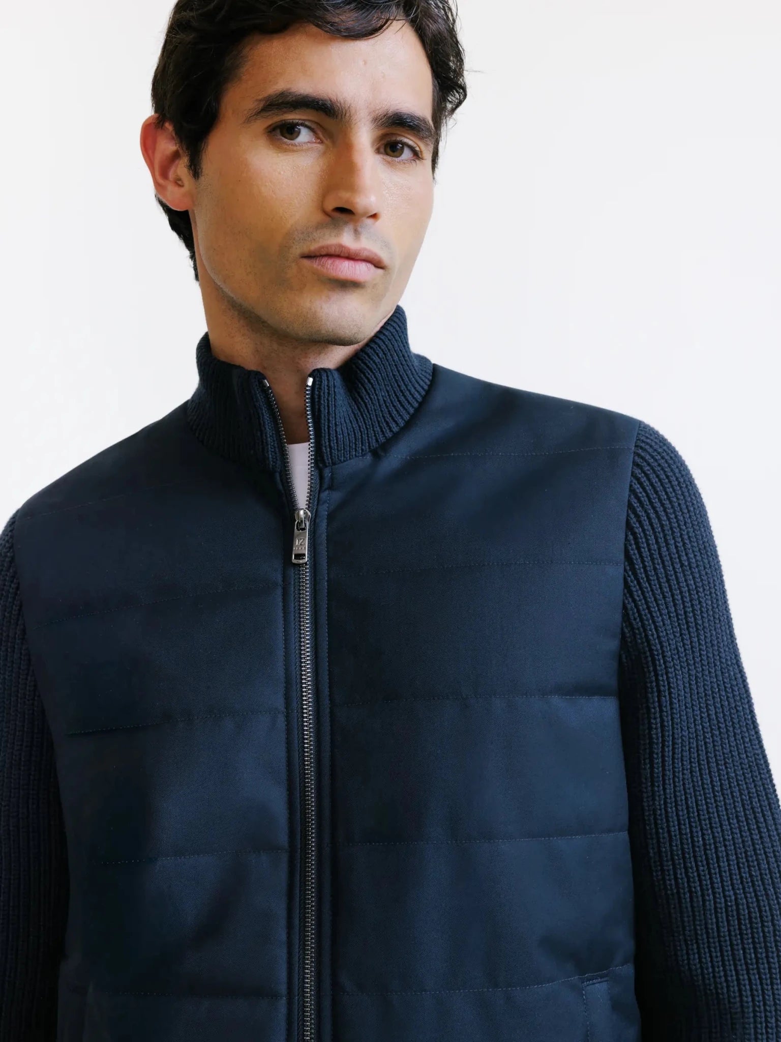 Gilet zippé bi-matière marine - IZAC