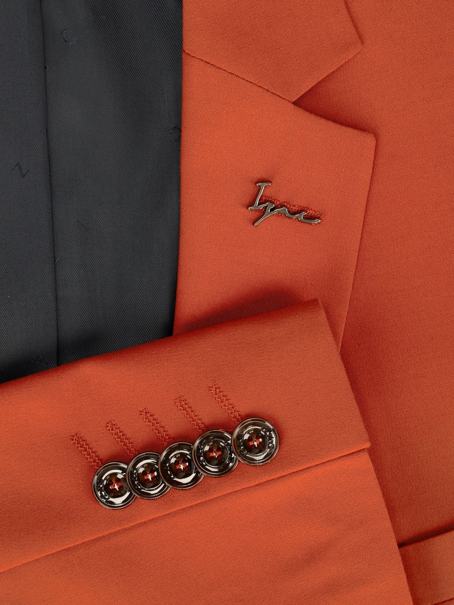 Costume 2 boutons en laine majoritaire terracotta - IZAC