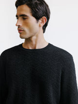 Pull jacquard col rond noir