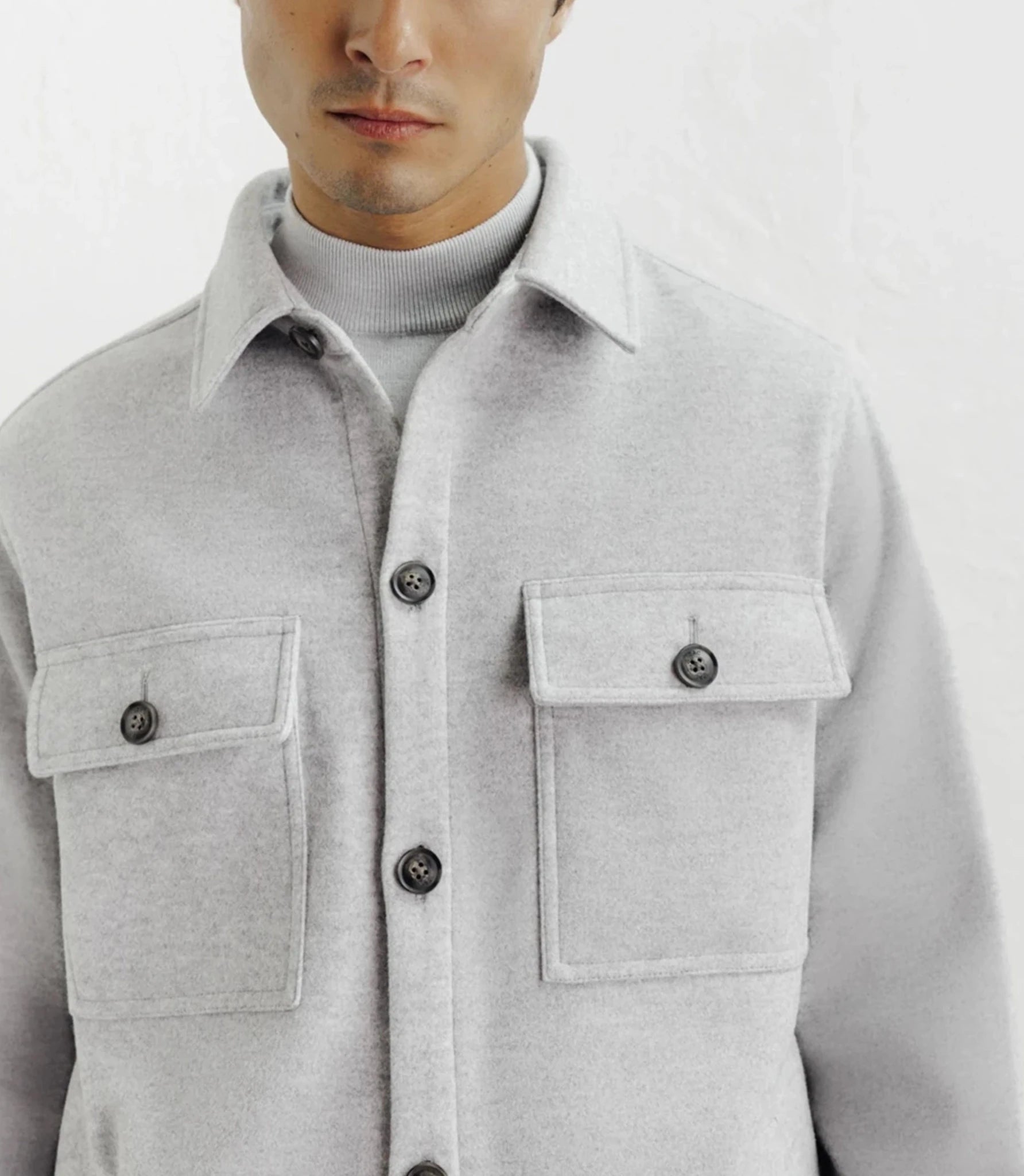 Veste casual col chemise gris clair - IZAC