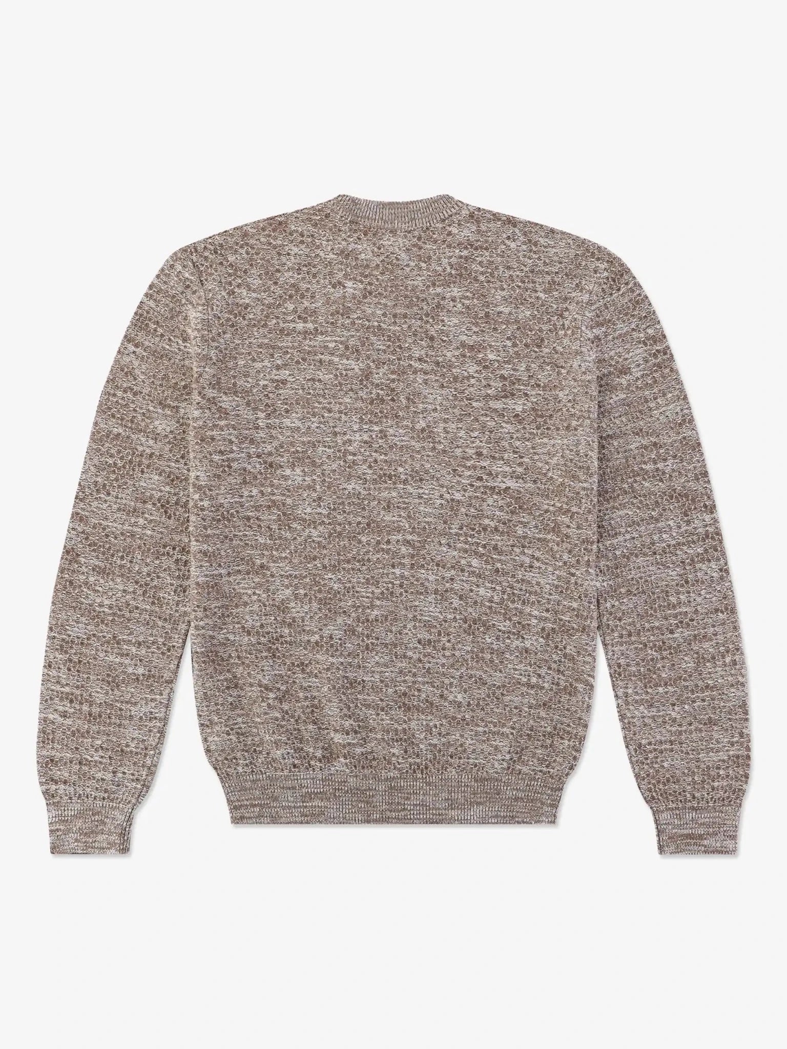 Pull col rond uni jeu de point taupe - IZAC