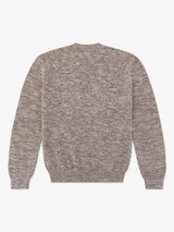Taupe solid round-neck sweater with textured knit