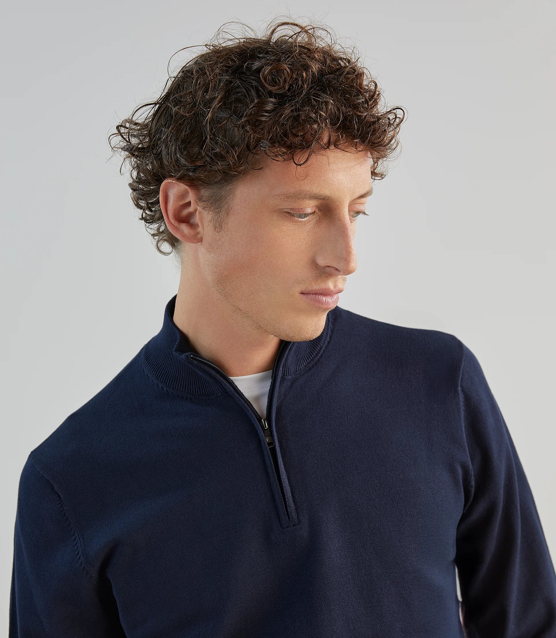 Pull demi - zip à col montant marine - IZAC