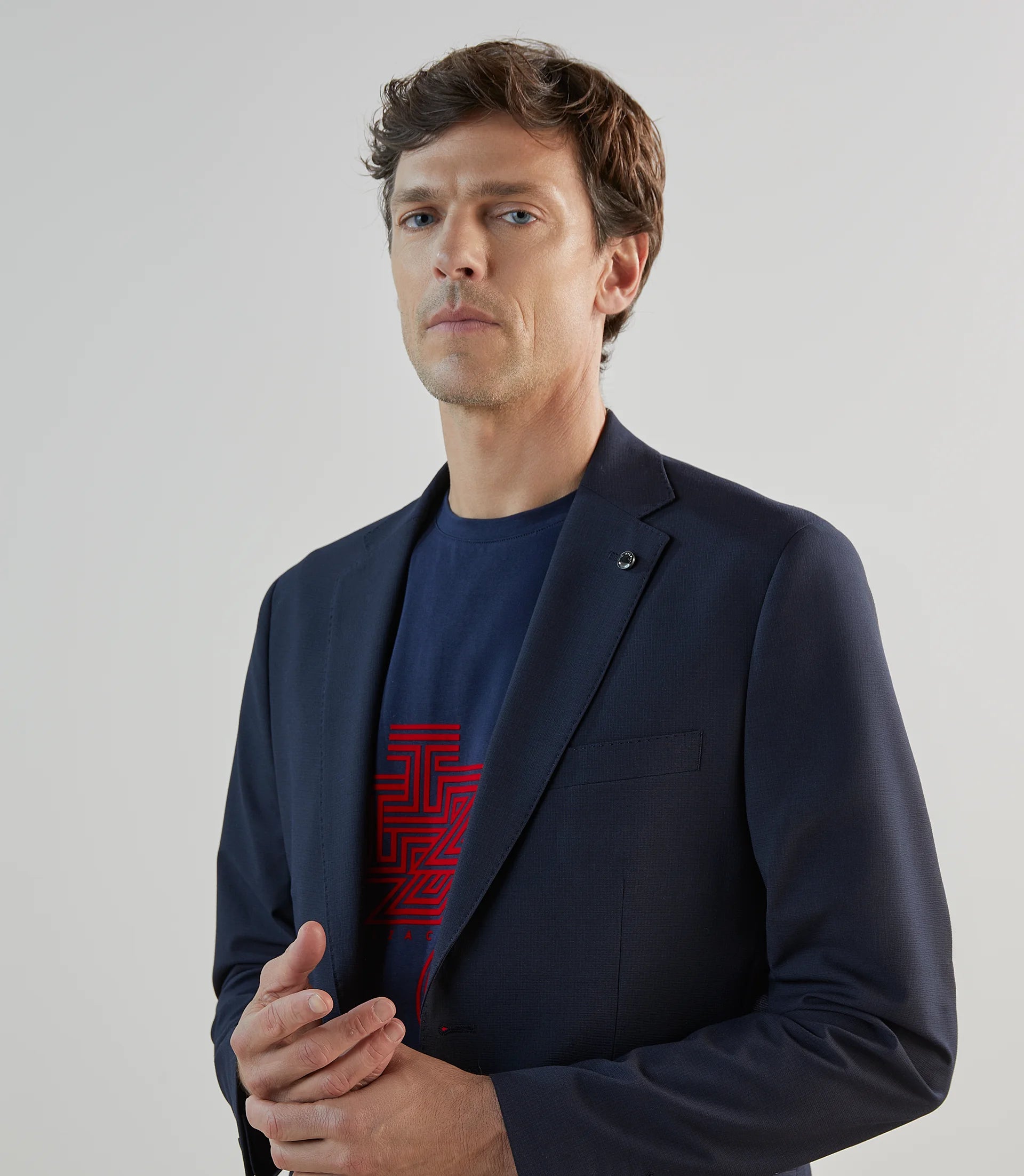 Veste ville tissu armuré marine - IZAC