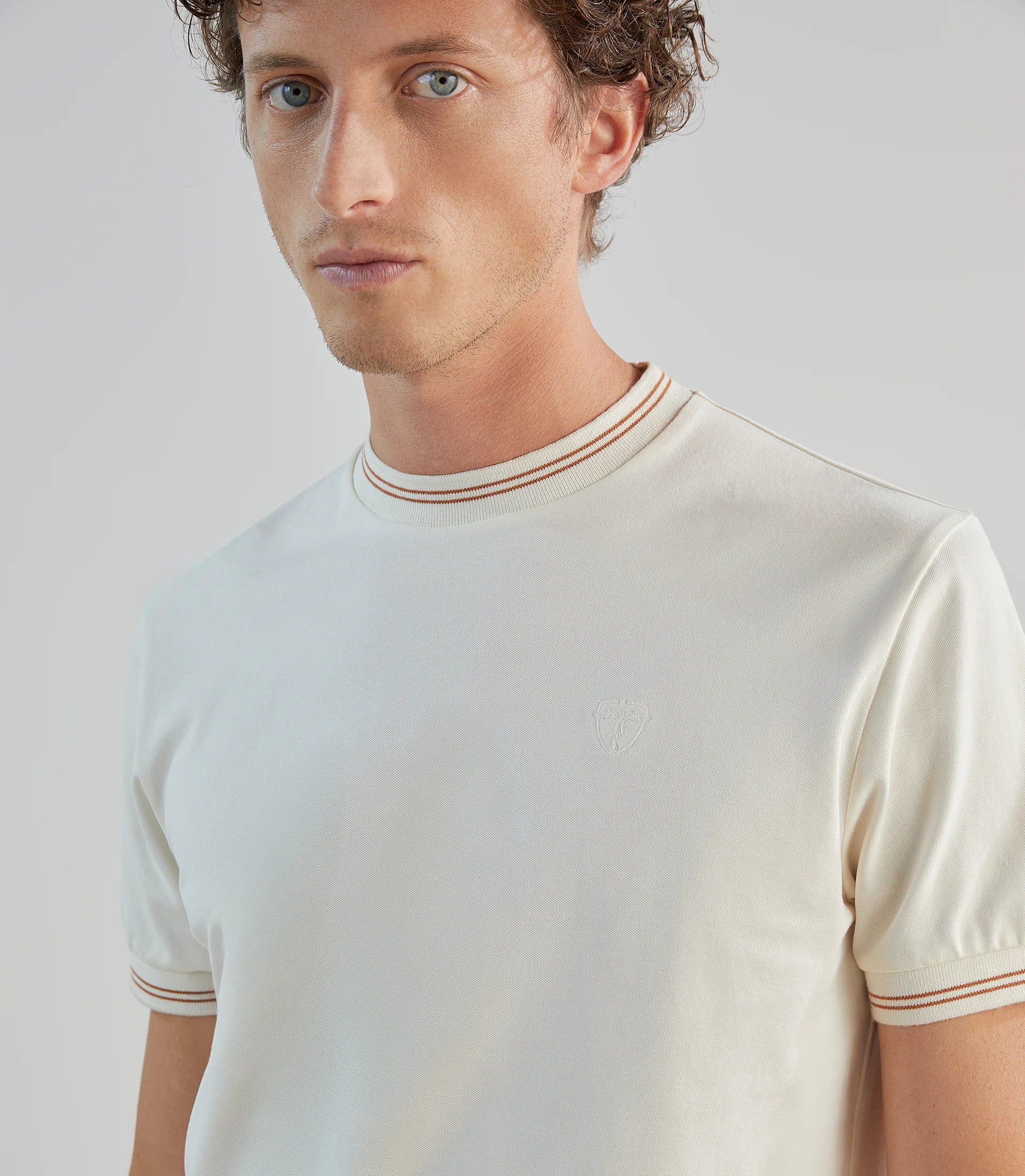 T-shirt en piqué à manches courtes écru - IZAC