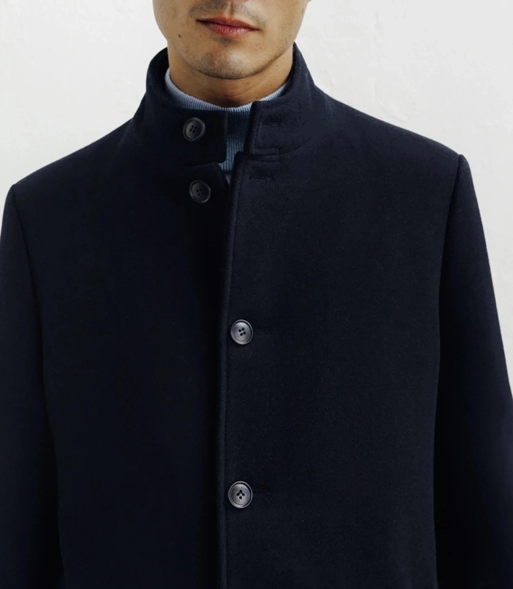 Manteau ville à col mao marine - IZAC