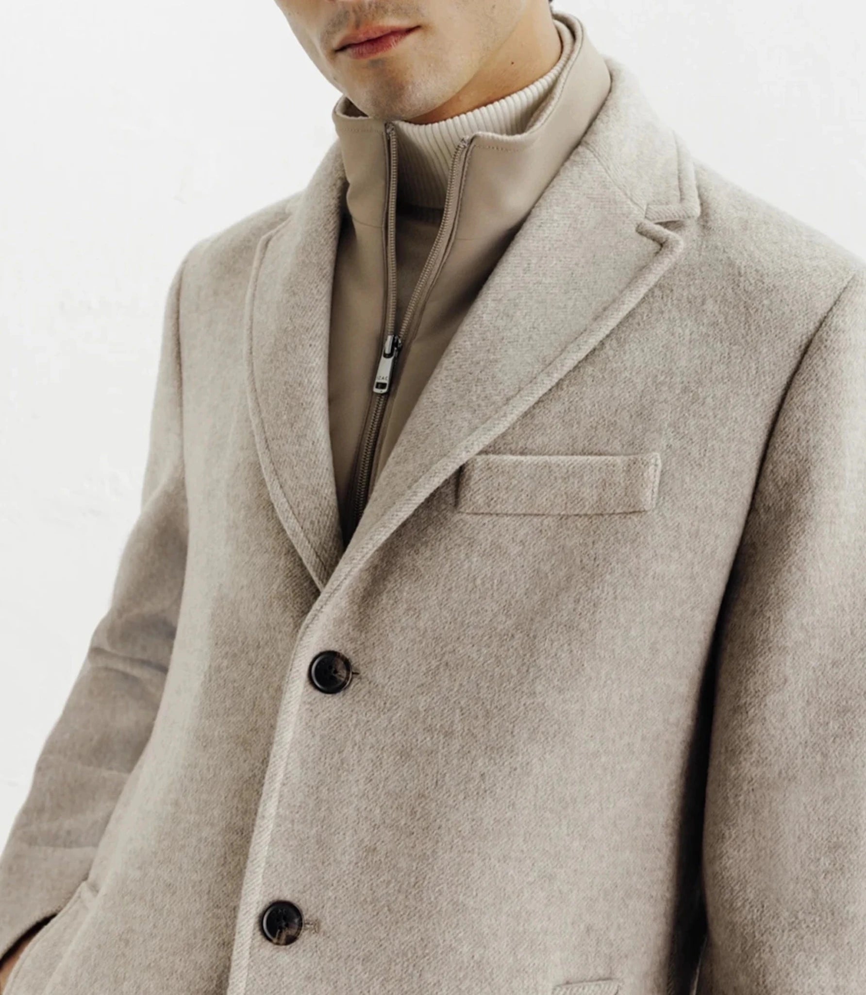 Manteau ville à parmenture amovible beige - IZAC