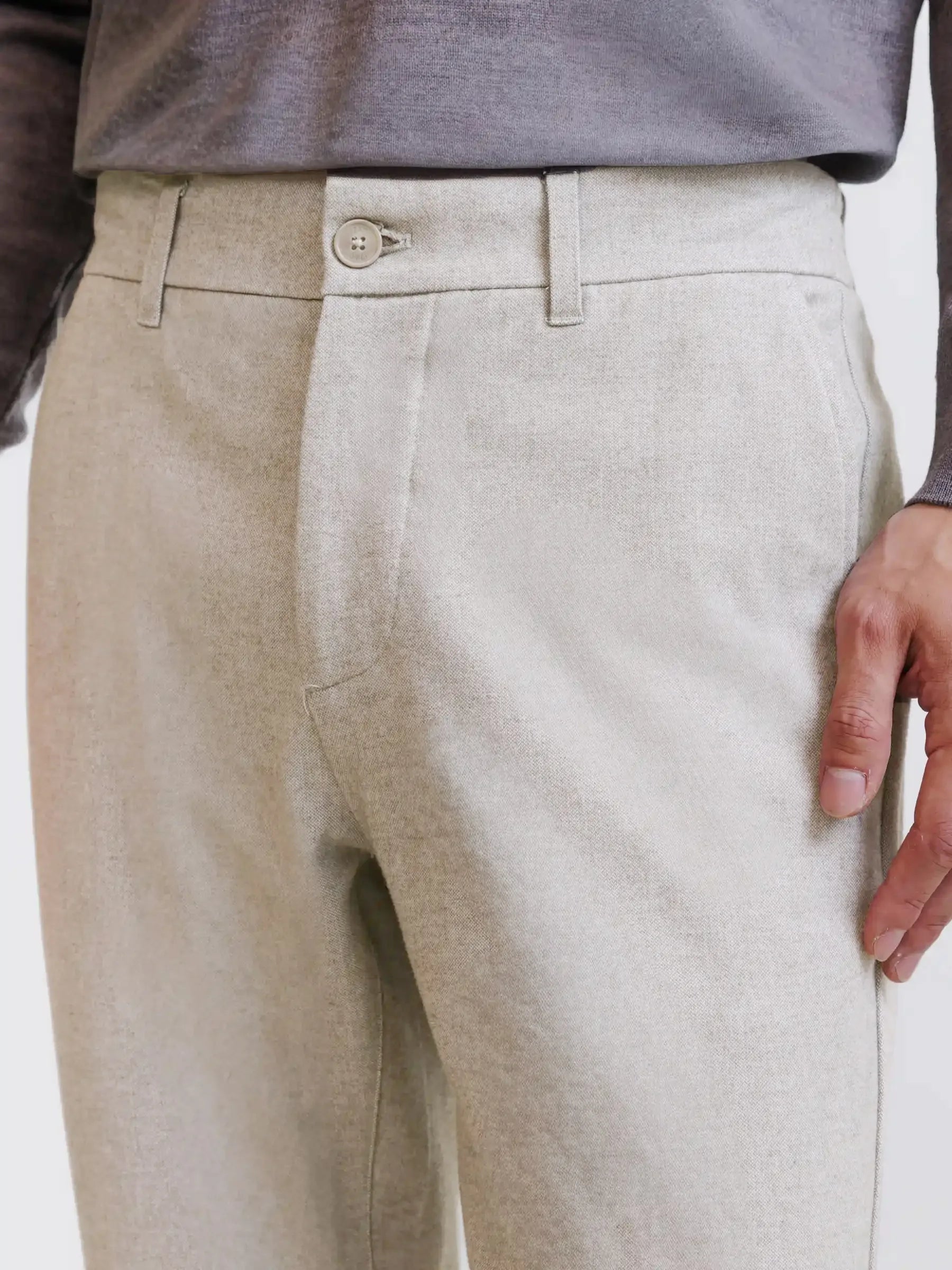 Pantalon flanelle ecru