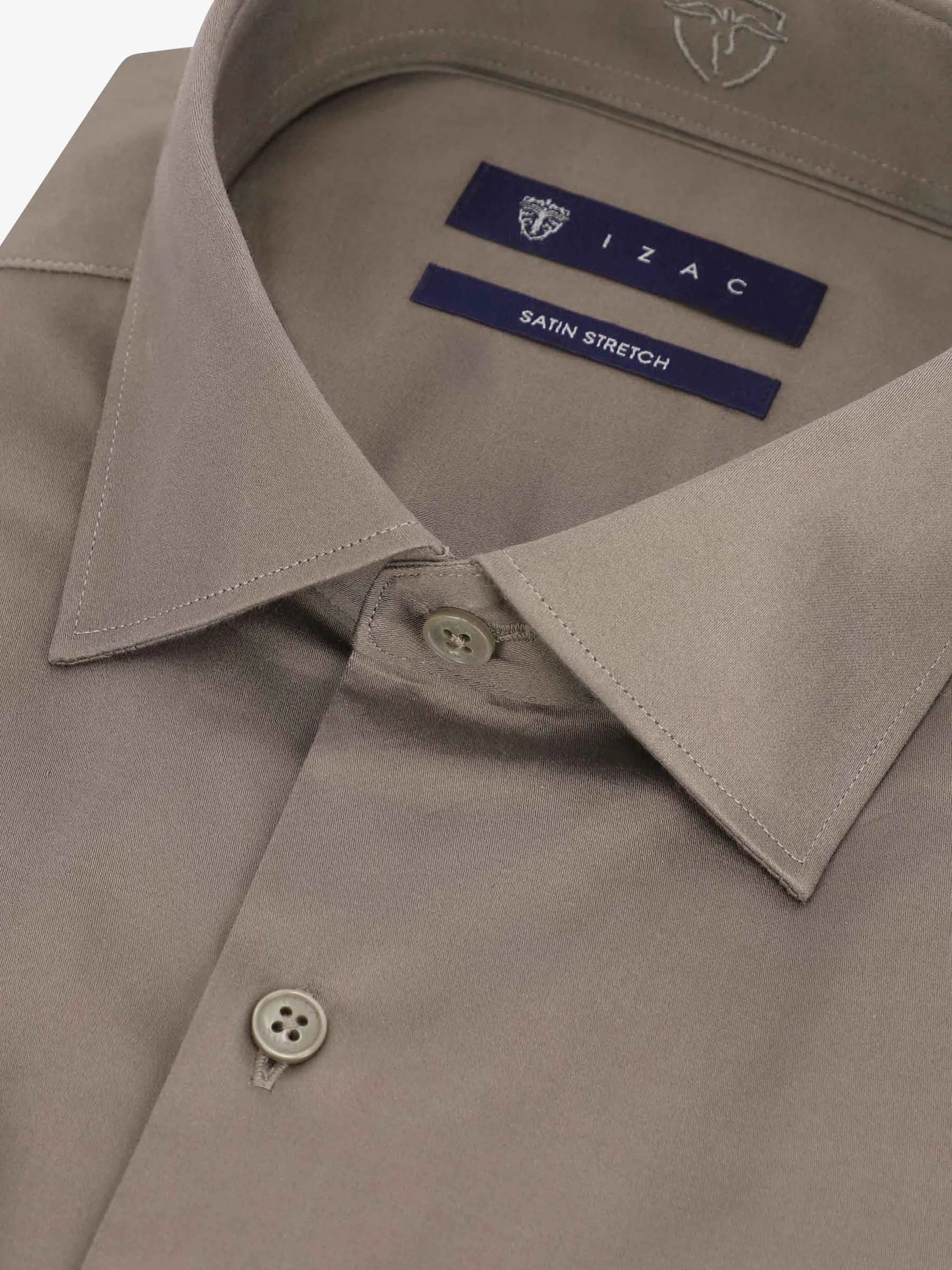 Chemise en satin de coton taupe - IZAC