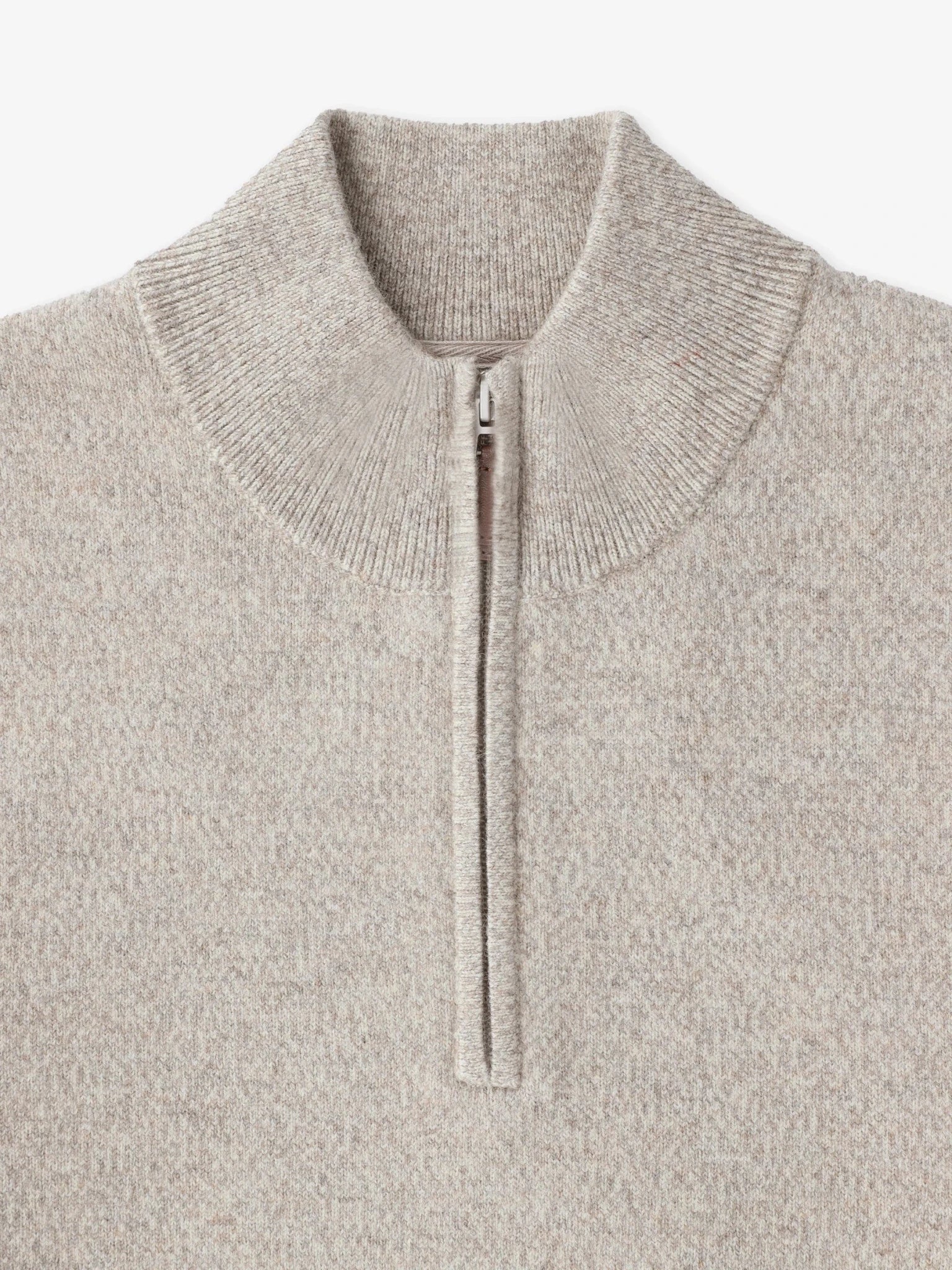 Pull col demi zip mouliné beige - IZAC