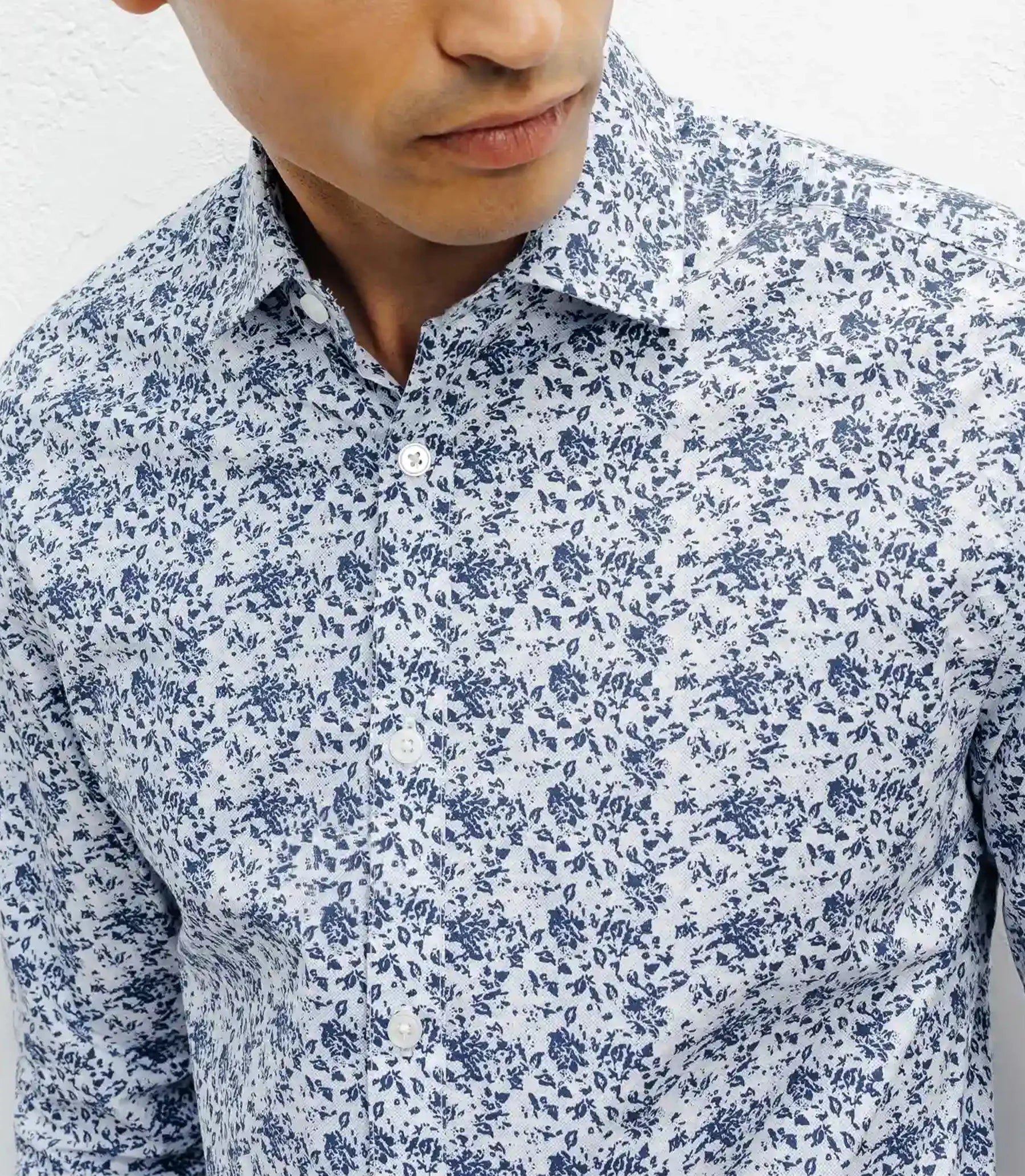 Chemise casual imprimé fleurs ciel - IZAC