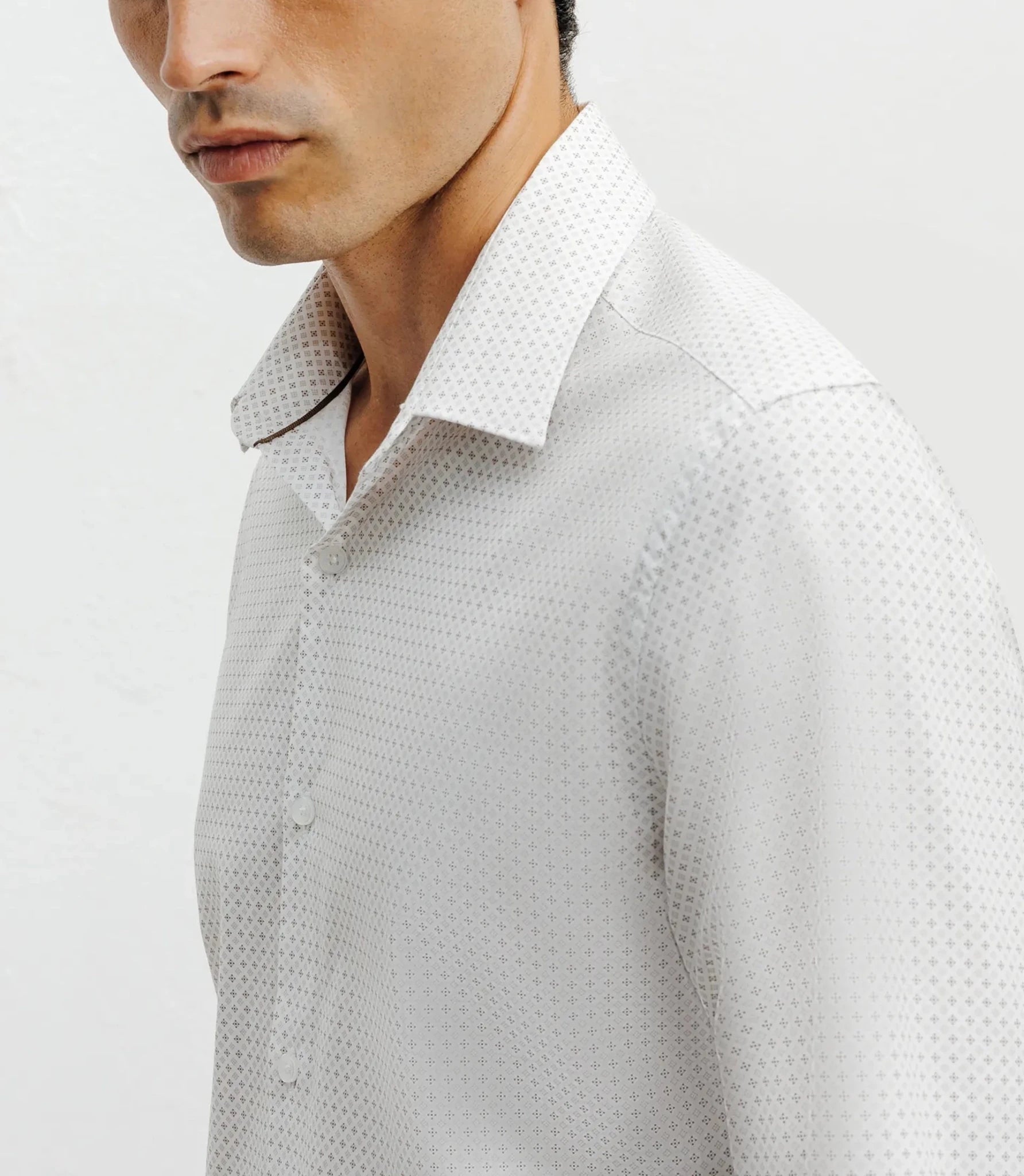Chemise ville imprimée beige - IZAC