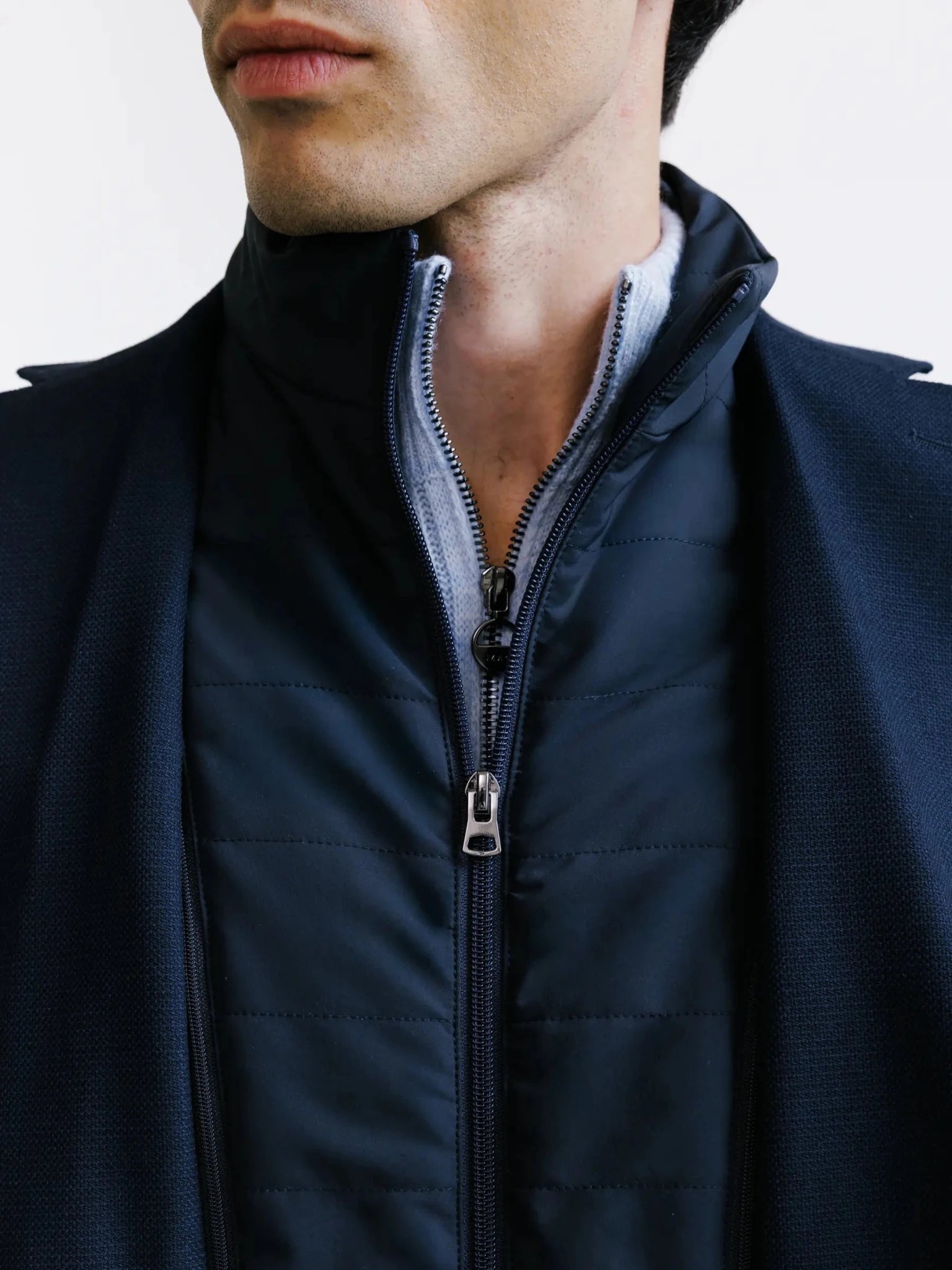Veste en tissu armuré marine - IZAC