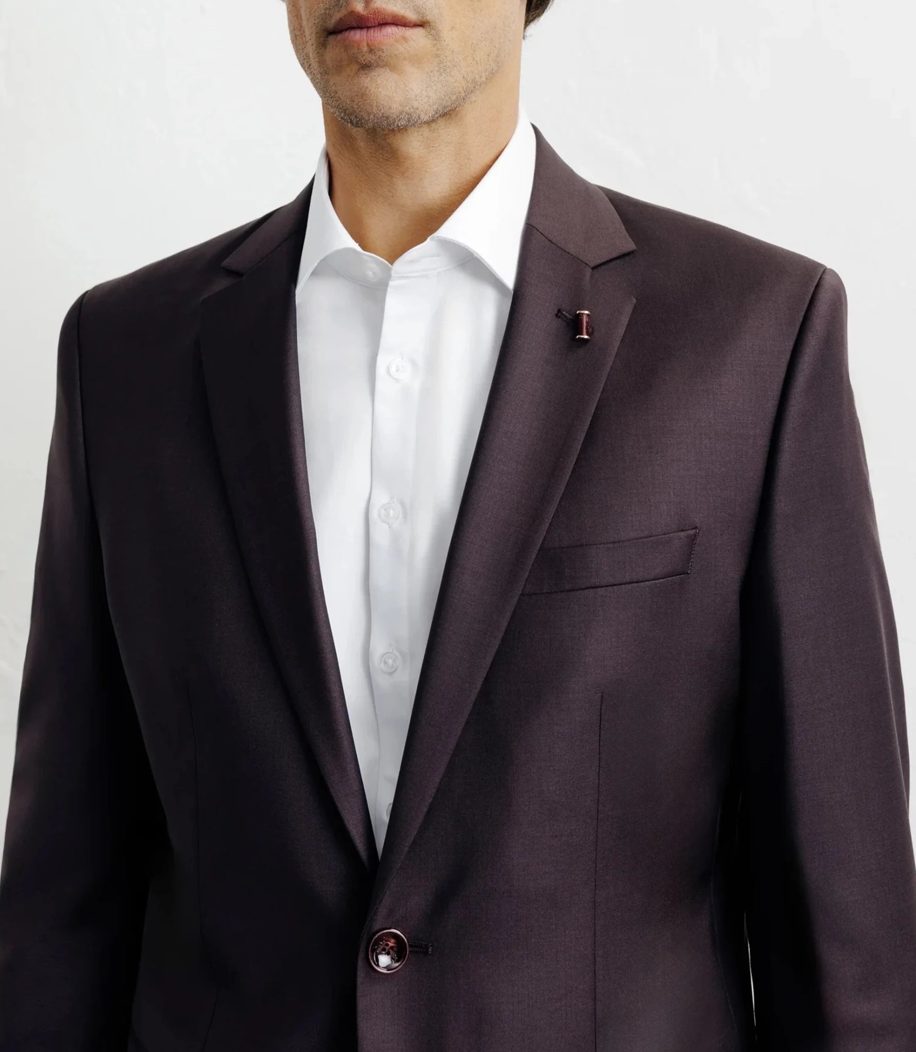 Costume 2 boutons laine majoritaire bordeaux foncé - IZAC