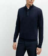 Pull col montant 100% cachemire marine - IZAC