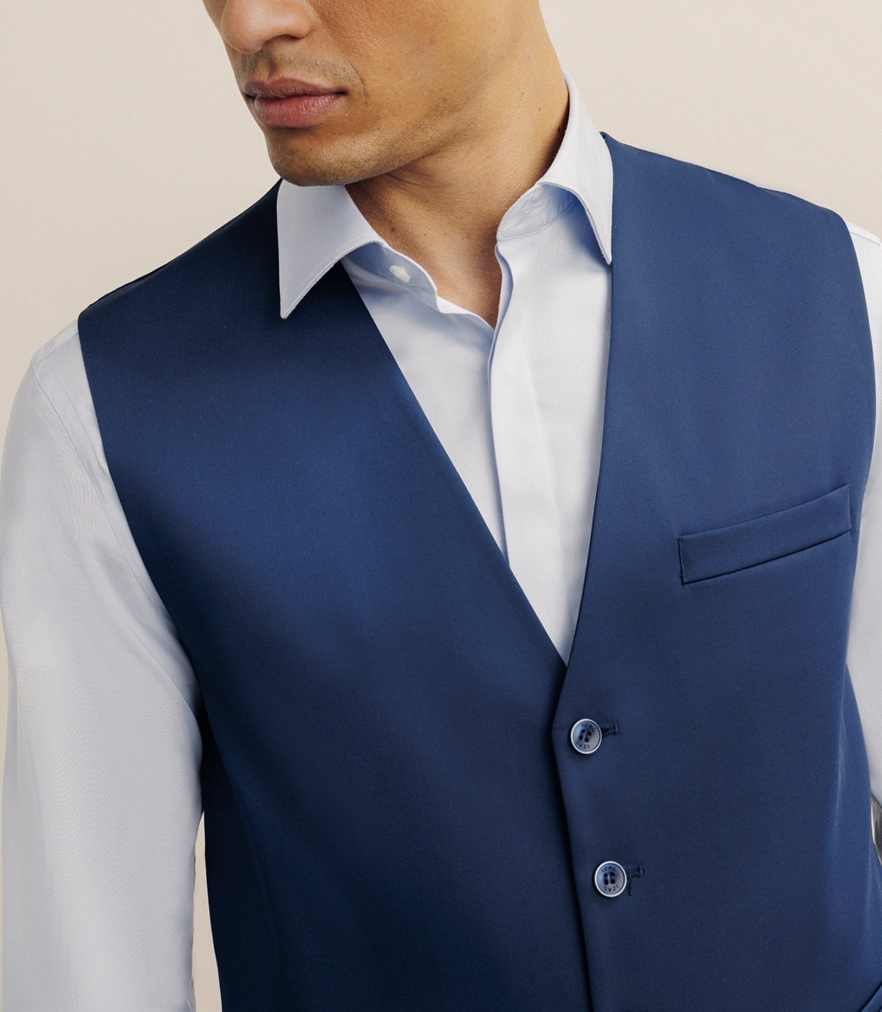 Gilet de costume tissu technique bleu - IZAC