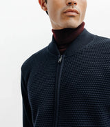 Zipped vest with navy stitch pattern