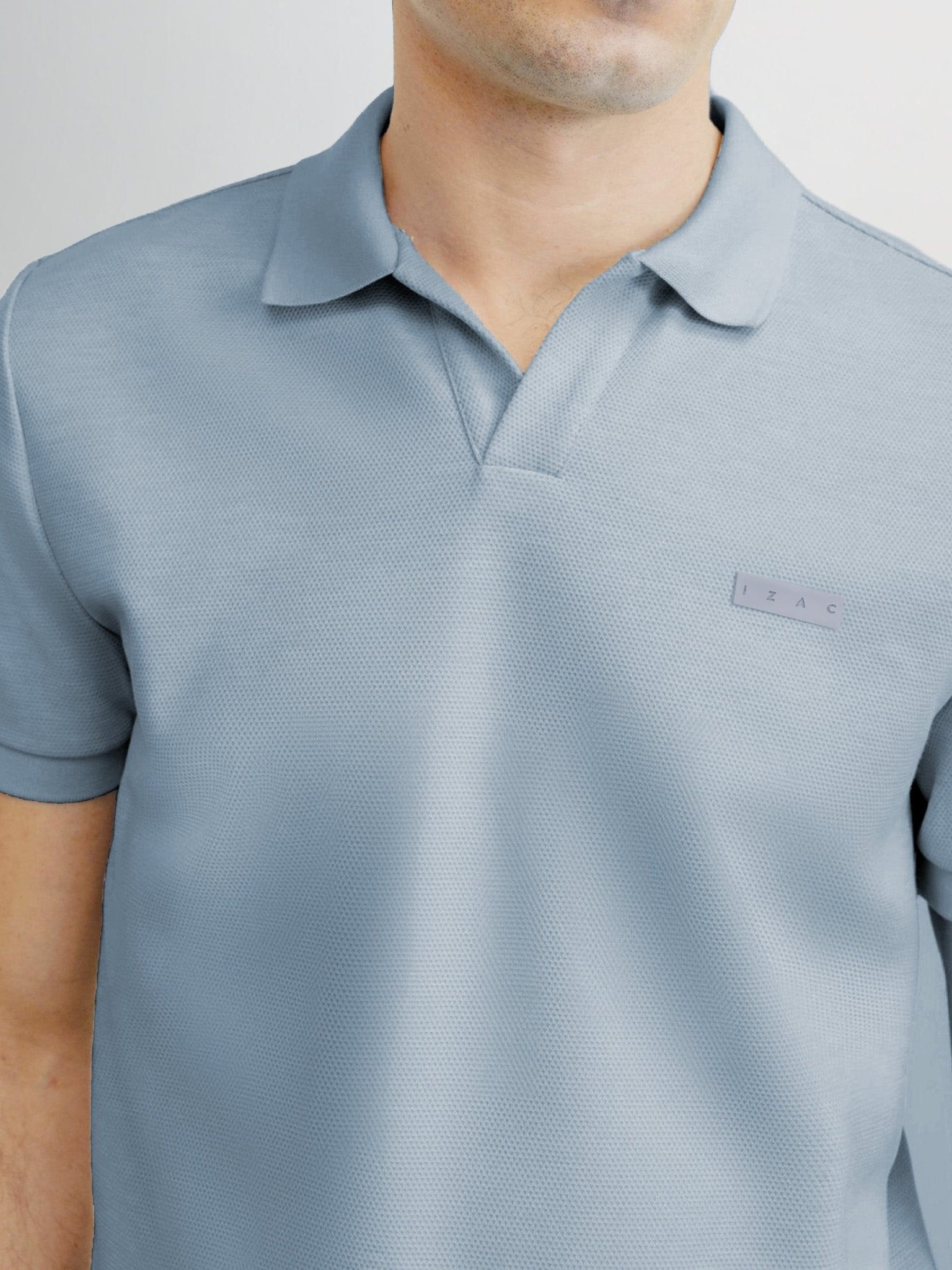 Polo col ouvert à manches courtes indigo - IZAC