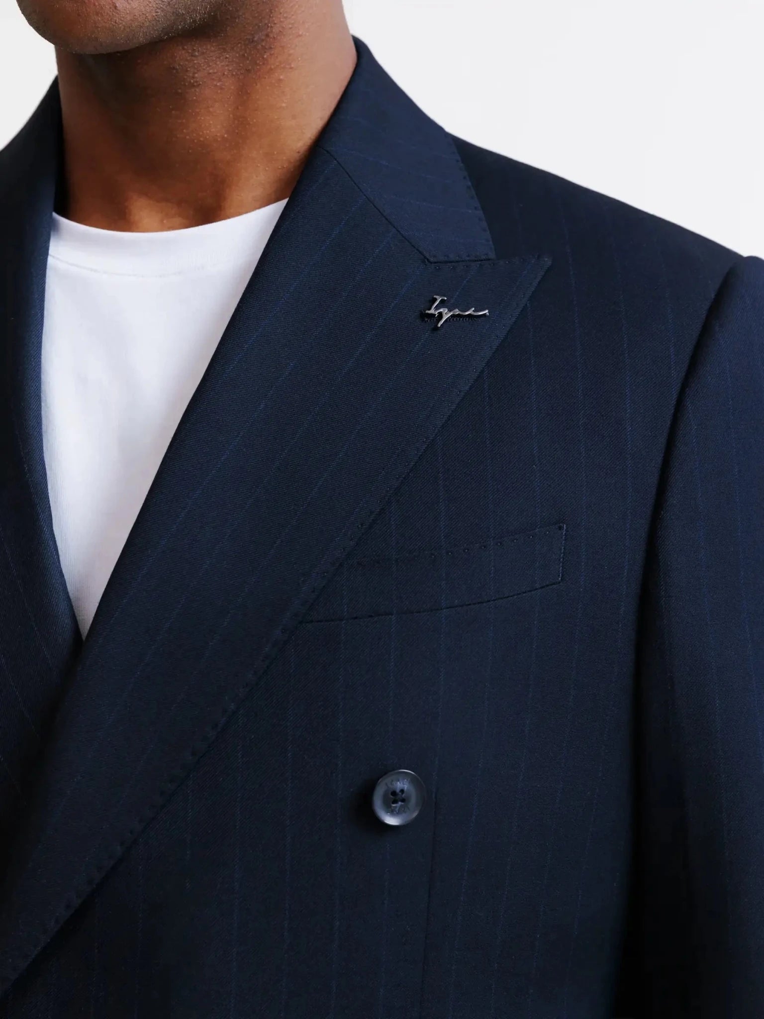 Costume croisé rayé marine - IZAC