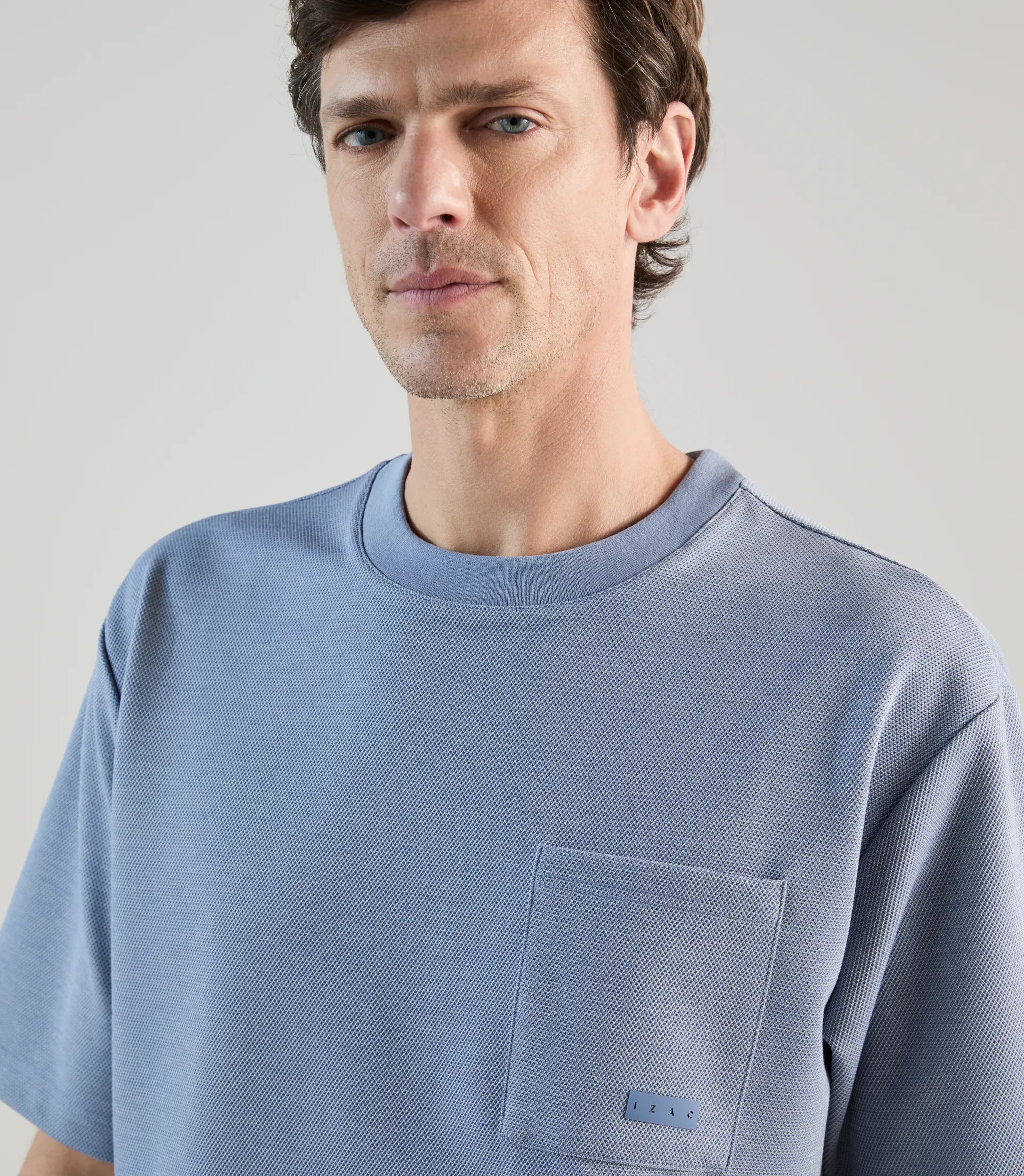 T-shirt col rond en jeu de points indigo - IZAC