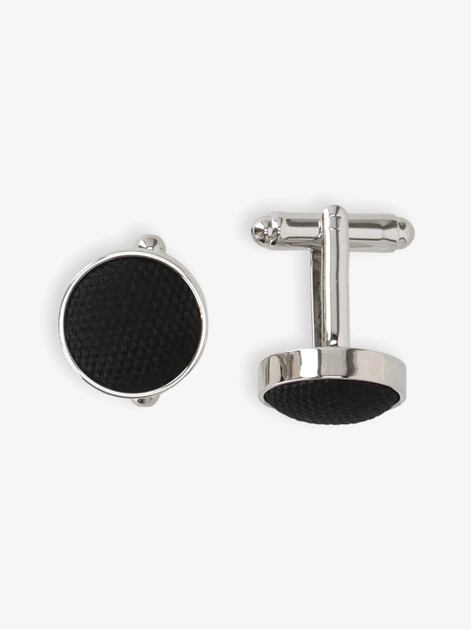 Boutons de manchette metal et tissu noir - IZAC