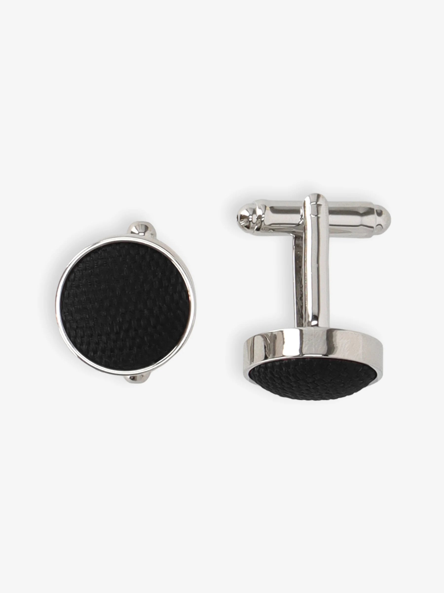 Boutons de manchette metal et tissu noir