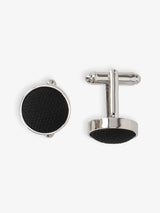 Boutons de manchette metal et tissu noir