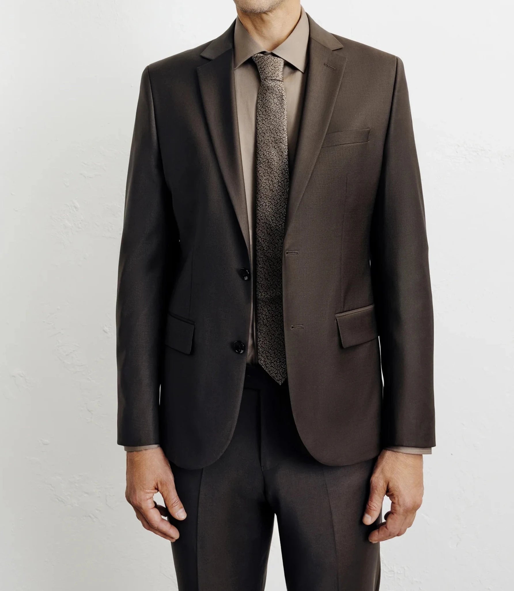 Costume 2 boutons laine majoritaire marron - IZAC