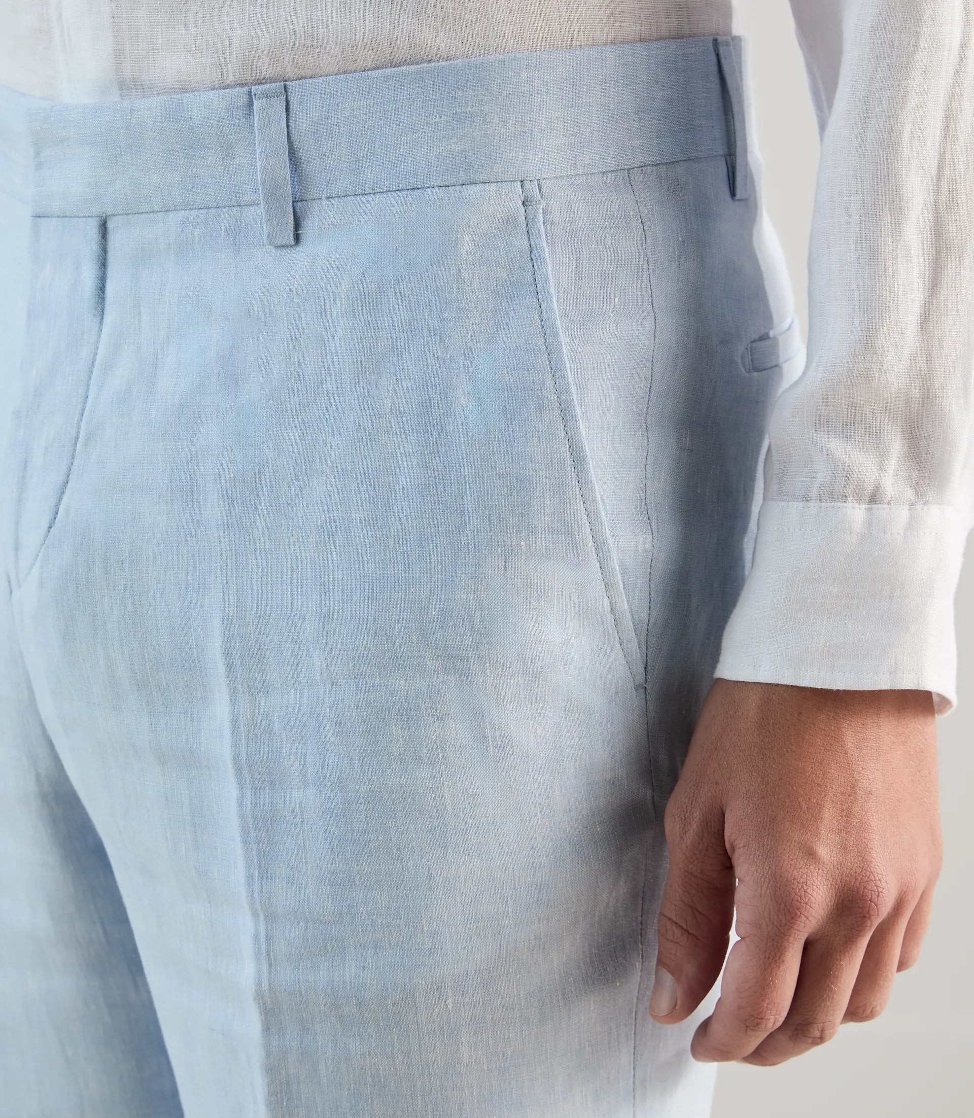 Pantalon ville 100% lin bleu ciel - IZAC