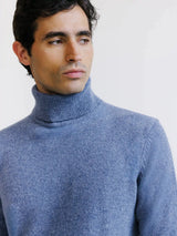 Pull en laine col roulé indigo - IZAC