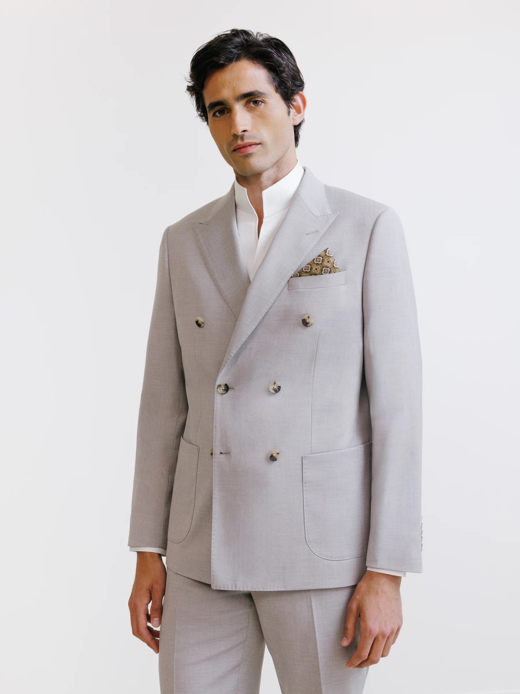 Beige double-breasted suit