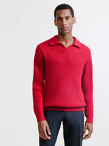 Pull à col polo ouvert rouge foncé - IZAC