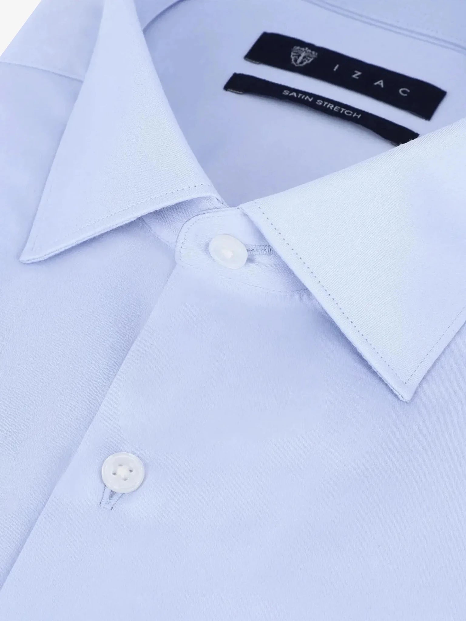 Chemise slim en satin de coton ciel - IZAC